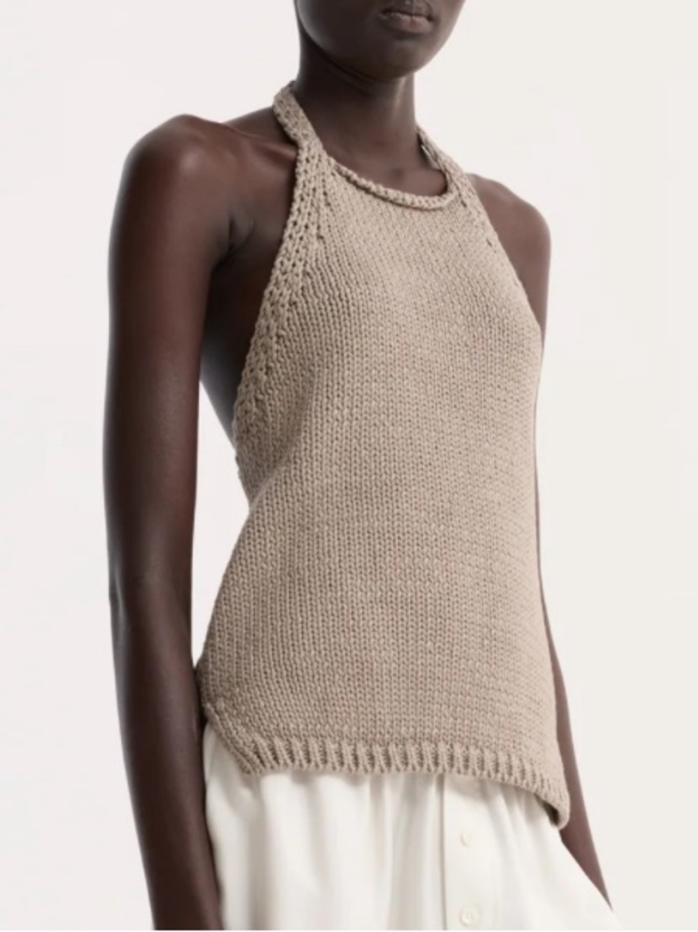 Róhe Chunky Knit Halter Top Stone Size 8 NWT